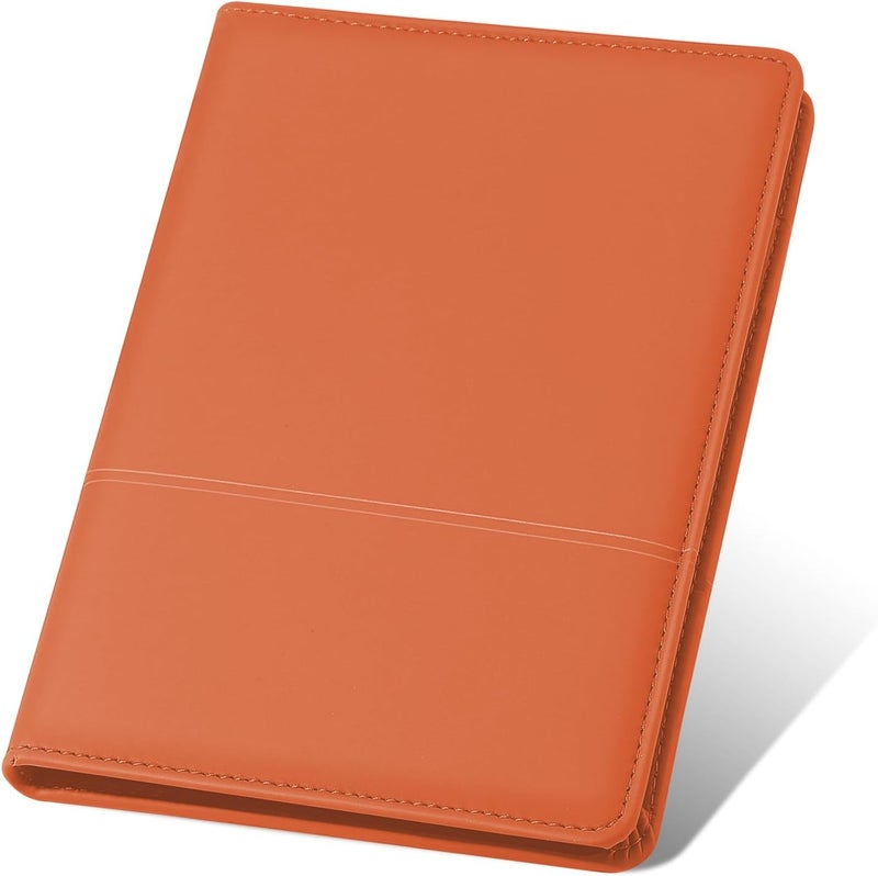 Konper Classic Padfolio/Junior Portfolio Folder Case, Business A5 Binder Organizer Notepad for Men Women, 5 x 8 Writing Pad Included, Orange - Image 1